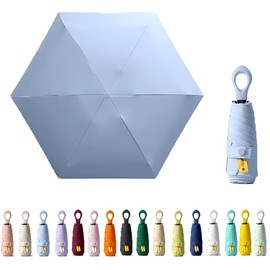 HUAMu Mini Sun Travel Umbrella Ring handle Coating Layer Fabric Blocking/anti UPF 50 UV Protection 99.9% Compact Folding Purse Umbrella/Lightweight Small Portable Backpack/Rain Sun/Men Women Kids