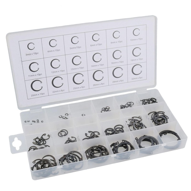 300pc External Circlips Snap Retaining Ring Assortment Fastener Set 3mm