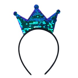 Totelux Girls Sequins Headband Crown Hair Bands Glitter Crowns Hair Accessories for Women Birthday Wedding Party Favors Headdress Decoration Supplies Gift (Lake Green)