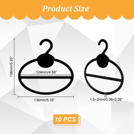 AHANDMAKER 10 Pcs Black Scarf Hanger, Oval Scarf Hanger Ring Tie Scarf Holder Organizer Space Saving Plastic Hanging Scarf Hanger, for Shop Home Scarves Headscarves Sorting Storaging, 5.35 Inch