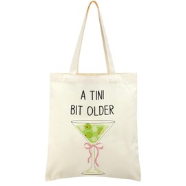 Breling Dirty Martini Gift Tote Bag Cocktail Espresso Martini Gift Lover Social Club A Tini Bit Older Birthday Handbag Beach Bag for Cocktail Drinker Lover Party Decorations
