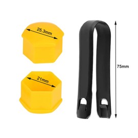 QitinDasen Pack of 20 21 mm Car Wheel Nut Covers, Universal Tyre Nut Caps, Hexagonal Car Hub Screw Cover with Removal Tool (Yellow)