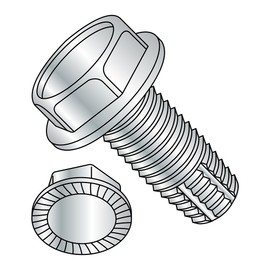 Steel Thread Cutting Screw, Zinc Plated Finish, Serrated Hex Washer Head, Type F, 1/2"-13 Thread Size, 1" Length (Pack of 5)