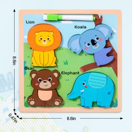 Wooden Puzzle for Children, Montessori Wooden Puzzle 3D Children's Wooden Puzzle, Toy Puzzle from 1 2 3 Years, Early Education Toy for Toddlers Aged 1-3 Years (Forestry)