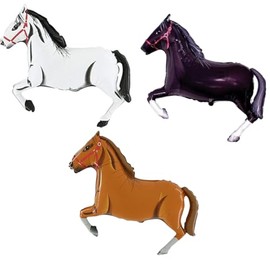 Toyland® Pack Of 3-86cm (34") Horse Foil Balloons in White, Brown & Black - Kids Party Balloons