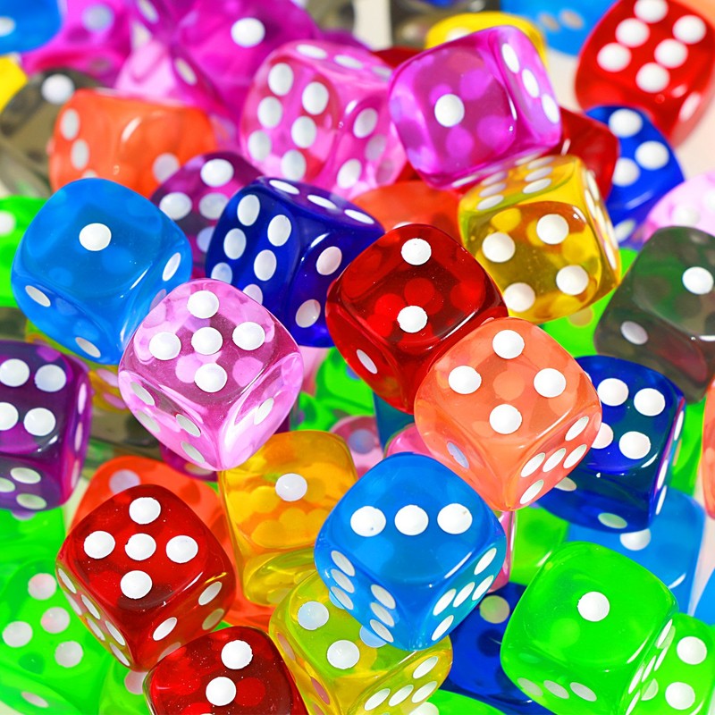 YOUSHARES 100Pcs Dice Set of 10 Transparent Colors for Dice