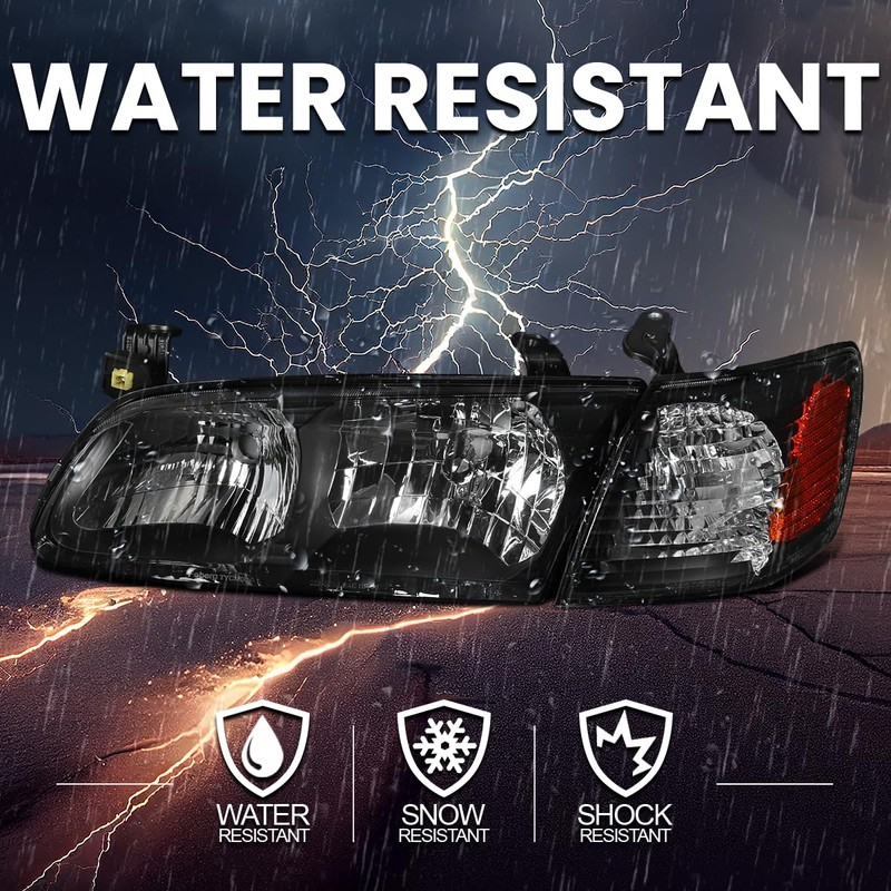 SPEC-D TUNING Black Headlights + Corner Lights Compatible with 2000-2001
