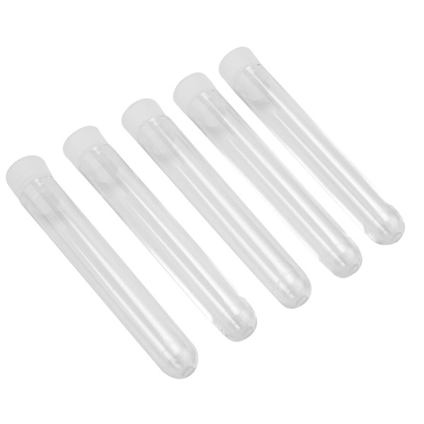 Micvtve 100Pcs Clear Plastic Test Tubes with White Screw Caps