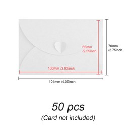 WYAN Pack of 50 Mini Heart Envelopes, Kraft Paper Love Buckle Envelopes, Kraft Paper Envelopes, for DIY Christmas Gift Cards, Invitations, Thank You Cards (Beige)