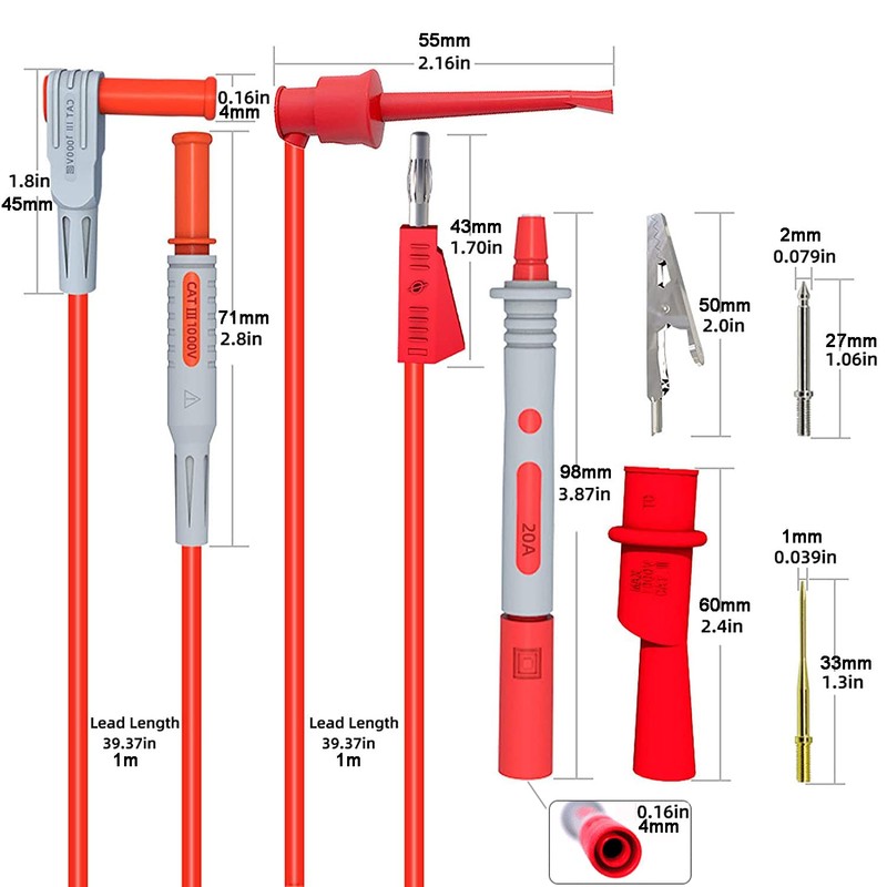 Greluma 8 Piece Multimeter Test Lead Kit, Digital Multimeter Leads