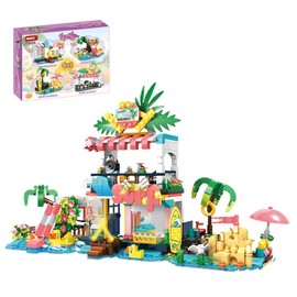 Girl Beach House Building Blocks Set, Seaside Villa Building Toy, Friends Adventure Camp Toy for Girls and Boys Age 6+, 617 PCS