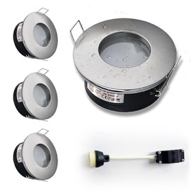 Sweier Sweier Waterproof Downlight Satin Nickel GU10, IP65 LED Bathroom Spotlights, Bulb not Included, Round Recessed Downlights for Shower Ceiling, Cutout 68mm/2.68in, 4 Pack