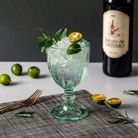 G Wine Goblets Set of 6, Glass Stemware, 10.2 oz, Light Green