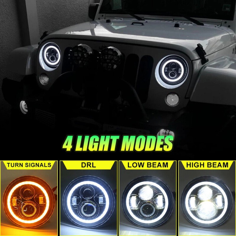 Bricologht 4PCS 7" LED Headlight & 4'' Fog Light Combo