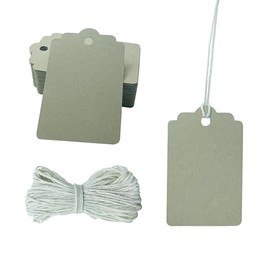 50pcs Kraft Paper Gift Tags (1.7" x 2.7"), Your Choice of String Color, Price, Holiday, Wedding Favor, Party Favor, Christmas, Birthday, Business, Gifts, Hang Tag, Blank Tags (Natural String)