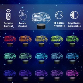 Ammonite Garbage Truck Night Light, Trash Truck 3D lamp 16 Color Changing with Remote Control and Timer, Room Decor Lights Birthday Xmas Gifts for Kids Boys Girls