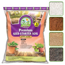 DUSPRO Recycle 4 QRT Seed Starter Soil Pre-Mixed Seed Starting Mix for Young Plant Seeds, Soilless Formula Moisture Retention, Aeration & Nutrient Seed Starting Soil 4in1