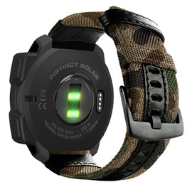 Abanen 22mm Nylon Military Style Watch Bands for Garmin Instinct/Instinct 2 Solar, Woven Fabric Durable Wristband Strap for Garmin Instinct Tactical/Tide/Esports/Instinct Solar (Camouflage)