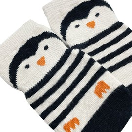 FedMois Pack of 5 Baby Toddler ABS Non-Slip Socks, Trainer Socks, Animal Motifs, Cotton, penguin