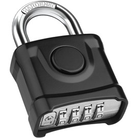 Heavy Duty Combination Padlocks, [Weatherproof Outdoor] Diyife Large 4 Digit Code Lock, 54mm with 8mm Thick 304 Stainless Steel Shackle Locker Padlock for School Gym Locker, Shed, Gate (Black)