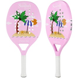 INSUM Beach Tennis Racket Paddle EVA Soft Carbon Fiber Sand Grip Tech for Ultra Spin (Pink)