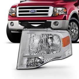 AKKON - For 2007-14 Ford Expedition 4-Door SUV Driver Side Only Headlight Assembly Chrome Housing Clear Lens