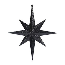 Vickerman 417959 - 12" Black Glitter Bethlehem Star Christmas Tree Ornament (2 pack) (M167417)