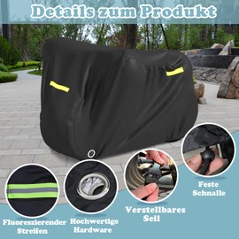 MOZMY Bicycle Cover, Bicycle Protective Cover, Bicycle Tarpaulin, Durable Oxford Waterproof Outdoor Bicycle Cover with Locking Eyelets and Fluorescent Tape