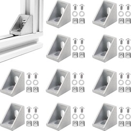 CTCEHL Aluminium Profile Angle, Pack of 10, Aluminium Profile, Mounting Material Angle Connectors, Corner Connectors, Aluminium Angle Mounting Set, for Strut Profile, 3D Printer, CNC, DIY Projects (20