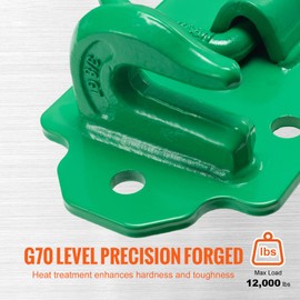 Happybuy 3/8" Tractor Bucket Hooks with Tie Down Ring, Grade 70 Forged Steel. 2-Pack Bolt-On Grab Hook with Back Plates, Ideal for Tractor Bucket, RV, and Truck. Maximum Break Strength 15,000 lbs