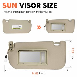 Beige Driver Left Side Sun Visor Replacement Compatible with KIA Sportage 2005 2006 2007 2008 2009 2010 Replace 85202-1F090EZ