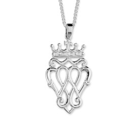 ORTAK 925 Sterling Silver Scottish Chained Pendant Necklaces Handmade Luckenbooth Design Crown Celtic Fine Polished Designer Jewellery of Scotland for Women
