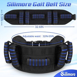 Silimore Gait Belt for Seniors with Handles, Gate Belts Medical for Elderly Physical Therapy Transfer Belt for Lifting Seniors,Patients,Disabled(Blue)