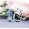 Crystal Hoop Earrings For Women Rhodium Plated Oval Inside Out