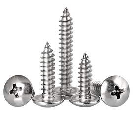 FandWay Phillips Round Head Self Tapping Screws, M5 x 12/16/20/30/40mm 304 Stainless Steel Mushroom Head Wood Screws, Truss Head Self Drilling Screws Sheet Metal Screws Assortment (20-Pieces/each)