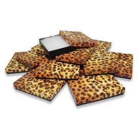 N'icePackaging 100 Qty - Cheetah-Leopard Print Cotton Filled Gift Boxes - Size 5 7/16" x 3 1/2" x 1" - USA Made - Holidays/Birthdays/Sales/Storage/Display/Travel
