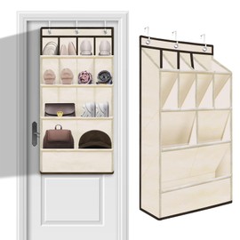 YOKMIVEM Over the Door Shoe Rack for Closet, Short Hanging Shoe Organizer with Large Deep Pockets, Shoe Holder Back of Door Dorm and Narrow Door Shoe Storage up to 14+ Pairs Shoes