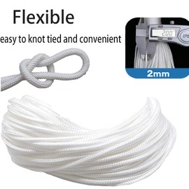 2mm Roman Blind Cord,30 Meters White Braided Cord Blind String，Austrian Festoon CordingFor Gardening Plants, Kitchen & Window Blinds, Home Decor and DIY Craft Projects