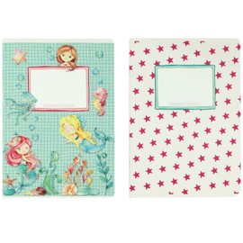 Papierdrachen 4 high-quality school notebooks for children, DIN A5, lined and squared, 32 pages, mermaid motif, for school enrolment for primary school students, set number 1-16 sheets
