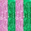 2 Pack Pink and Green Wave Shaped Shiny Foil Fringe