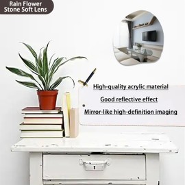 TATACLEA Self-Adhesive Frameless Round Acrylic Mirror Wall Sticker, Mirror Clear and Unbreakable, Suitable for Wall Door, Home, Bathroom, Bedroom, Living Room Decoration(Rainflower Stone Soft Lens)
