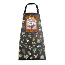 MBMSO Plant Themed Apron with Pockets Never Stop Growing Gifts for Plant Lover Garden Planting Apron for Gardener Lady Gifts (Plant Growing Apron-b)