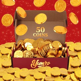 Easter Gold Chocolate Coins, 50 Pack of Gold Chocolate Coins Bulk, Ideal Coin Candy for Themed Parties, Events and Celebrations, Perfect for Gift Bags and Festive Decorations for Easter.
