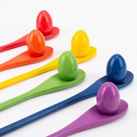 Xrten 12 Pcs Egg And Spoon Relay Game, Egg And Spoon Race Game For Adults And Kids, Egg And Wooden Spoon Race For Parties, Birthdays Etc.