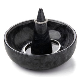 GMYIAK Marble Ring Holder Bowl Jewellery Ring Tray for Rings Earrings Bracelets Necklaces, as Wedding/Engagement Ring Jewellery Tray, Engagement Gifts for Couples (Black)
