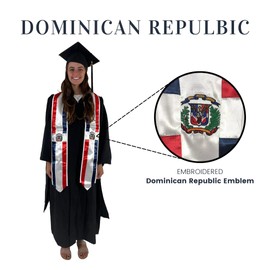 Cappe Diem Graduation International Flag Stole Embroidered Sash Study Abroad 72" (Dominican Republic)
