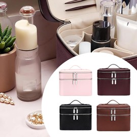 Bolsa de maquillaje profesional con capa interior extraíble para almacenamiento organizado de cosméticos y productos para cuidado de la piel Estuche para cosméticos con soporte para brochas