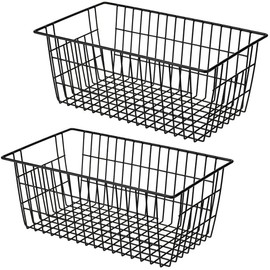 Wire Basket, Storage Case, Kitchen Storage Box, Storage Basket, Refrigerator Storage Basket, Small Items, Approx. Width 11.0 x Depth 8.7 x Height 4.7 inches (28 x 22 x 12 cm), Stackable, Black, Pack