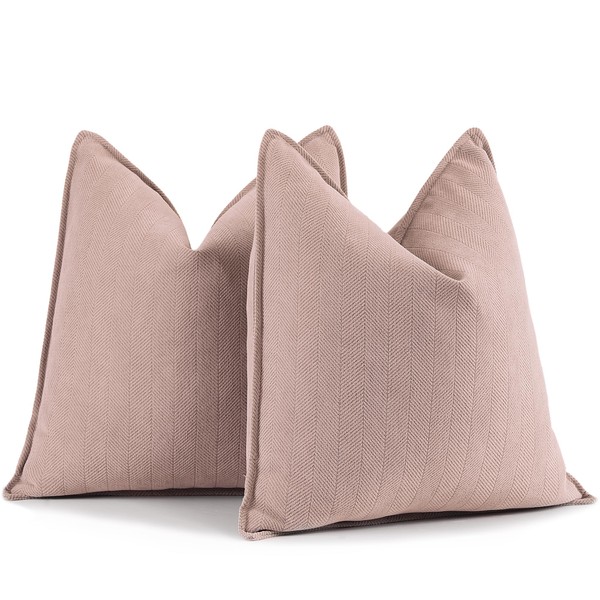 ZWJD Dusty Pink Pillow Covers 18x18 Set of 2 Chenille