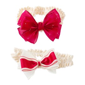 RTRTGS Pack of 2 Baby Girls Nylon Headbands Newborn Toddler Hair Bands and Bows Kids Hair Accessories